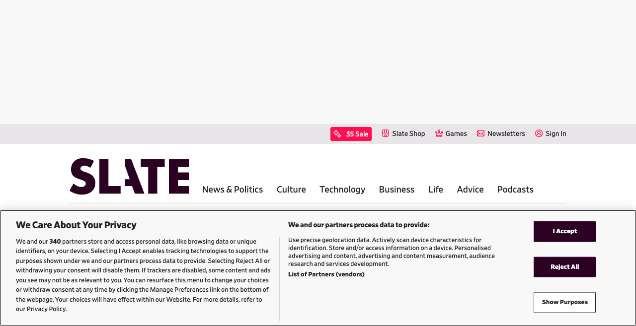 Vanilla Chrome viewport on slate.com with cookie banner covering the page